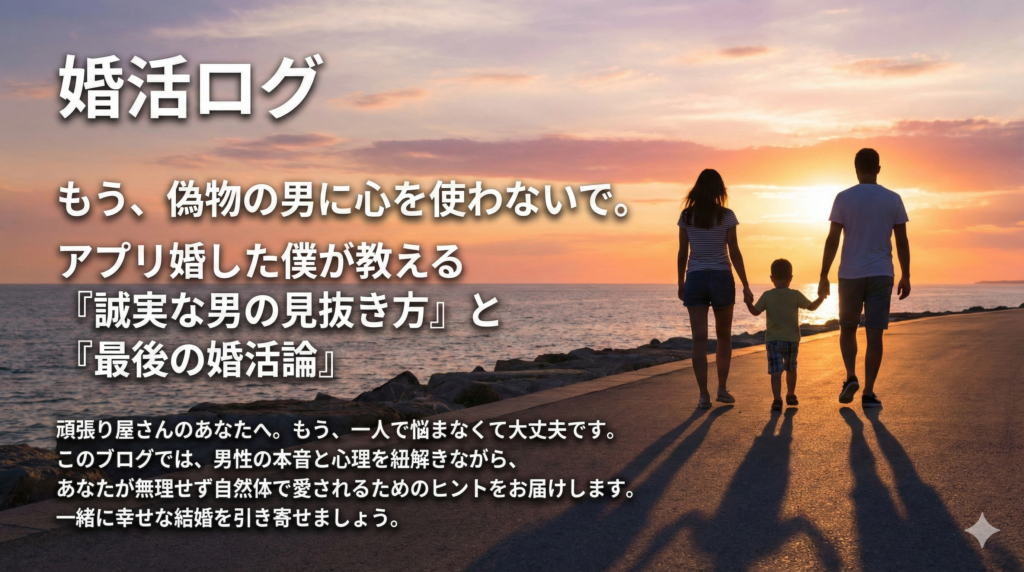 もう、偽物の男に心を使わないで。アプリ婚した僕が教える『誠実な男の見抜き方』と『最後の婚活論』